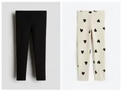H&M レギンスセット　ハート柄・黒キッズスパッツ 122cm
