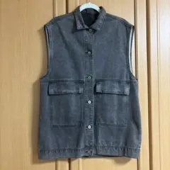 グレー デニム ノースリーブジャケット