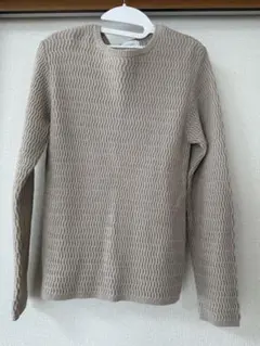 試着のみOPAQUE.CLIPオペークドットクリップリブ春ベージュ薄手ニット