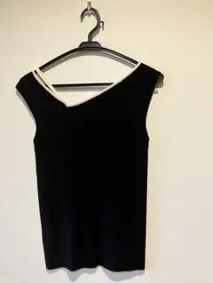 ブラックノースリーブニットワンピース上下セット