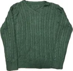 Vintage グリーン　ケーブルニット