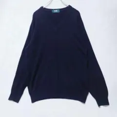 ブイアンドダブリュー カシミヤ Vネック ニット 無地 ブラック （L）