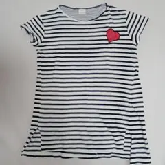 Zara Girls ボーダーTシャツ ハートスパンコール 164cmのサムネイル