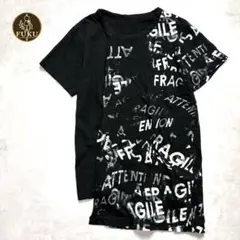 Y’s ヨージ ヤマモト ワイズ アシンメトリー ロゴ 総柄Tシャツ 黒のサムネイル