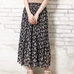 INGNI イング 花柄単色シフォンプリーツ スカート