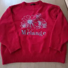 GORGE レッド ニット 長袖 花柄刺繍