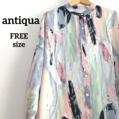 アンティカantiqua　水彩プリント風『アート柄シアーシャツ』のサムネイル