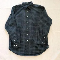 Eddie Bauer 長袖チェックシャツ グリーン系 S