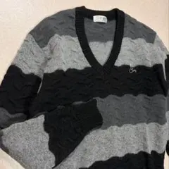 80s TOROY 3D Jacquard weave Vneck Knit