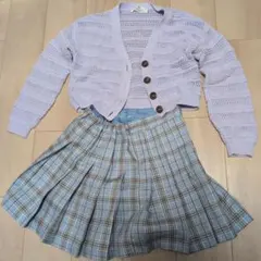 Lovetoxic チェック柄スカート M(150) ＋ H&M カーディガン