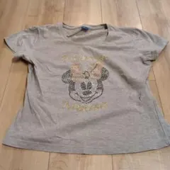 Disney ミニーマウス ラインストーン Tシャツ グレー