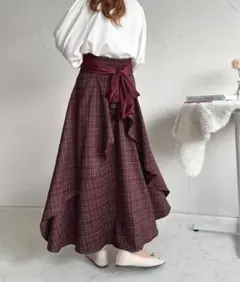 バックドレープフレアスカート レッド系その他のサムネイル