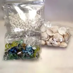【ハンドメイドパーツ】貝殻とガラス玉の詰め合わせセット
