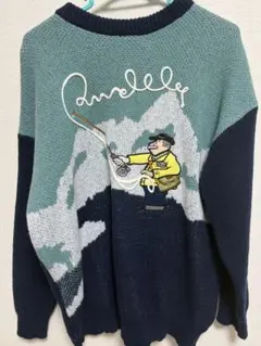 【HOOK】レトロ調古着風パッチワーク刺繍ニットのサムネイル