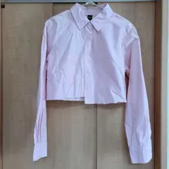クロップド丈 長袖シャツ ピンク Mサイズ