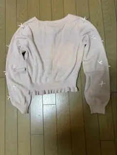 リボン装飾 ピンク 長袖カーディガンのサムネイル