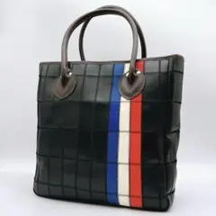 【美品】TRION パネルレザー 本革 トートバッグ　A4 ブラックe442