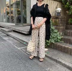 完売　GU ジーユー ドットプリントイージーパンツ アリボリーS 1度のみ使用