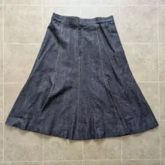 【美シルエット】フレアスカート ネイビー 13号 ミモレ丈 上品