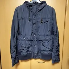 BEAMSネイビー フード付き ダブルジップブルゾンジャンパーS