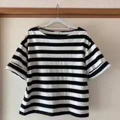 【GLOBAL WORK 】ボートネック ボーダーTシャツ Sサイズ 袖折り返し