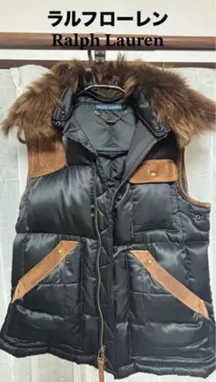 Ralph Lauren 黒 ダウンベスト 取り外し可 ファー付き