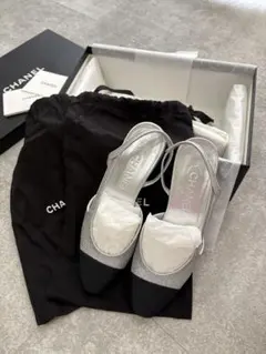 CHANEL シャネル スリングバック パンプス シルバー 35.5 グリッターのサムネイル