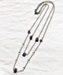 アメジスト＆バタフライ水晶ネックレスとアメジストネックレス２本セット