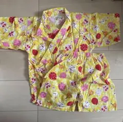 水風船とうちわの黄色甚平 120サイズ