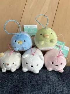 すみっコぐらし　うつぶせゴムひも付きマスコット　5種セット