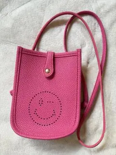 ピンク スマイリーフェイス ショルダーバッグ