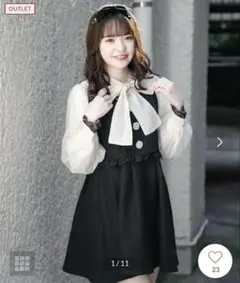 ROJITA ビジュボウタイリボンツイードワンピース （ブラック）