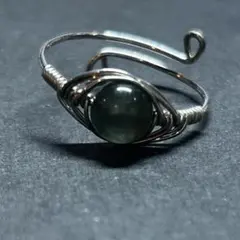 WR524FS 天然石 ワイヤーリング グリーンマイカ フリーサイズ