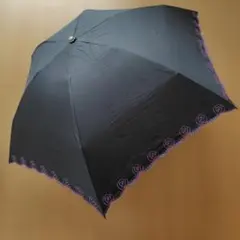 ランバンコレクション 晴雨兼用 折りたたみ傘 バラ刺繍ブラック50cmケースなしのサムネイル