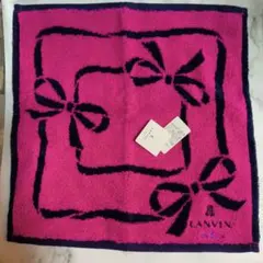 LANVIN リボンデザイン タオルハンカチ ピンク