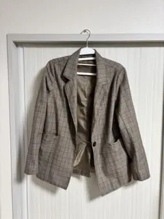 【ジャケット】レディース　チェック柄　テーラード　M 美品