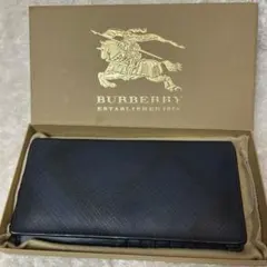 Burberry 長財布 シャドーチェック レザー ダークネイビー 箱 保存袋付のサムネイル