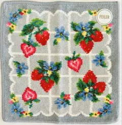 ストロベリーフィールドプティ　グレー　ハンカチ　フェイラー　ギフト　いちご