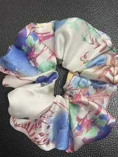 NEWホワイトブルーミックスフラワーシュシュ