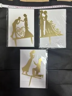 【新品未使用】ウェディング　ケーキ　トッパー　3つセット