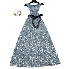 ★未使用　ローラアシュレイ　マキシ丈ワンピース❤︎花柄✨Ａライン♡グレー系　L