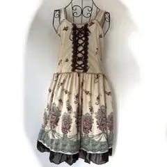 axes femme花柄編み上げワンピース フェアリーグランジ　森ガール