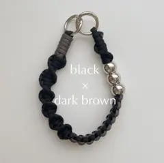 【handmade】パラコード スマホハンドストラップ　黒　ダークブラウン