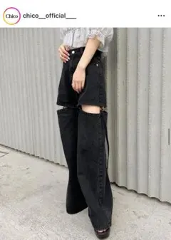 Chico サイドベルトスリットデニムパンツ