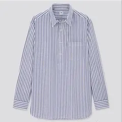 UNIQLO エクストラファインコットンブロードプルオーバーストライプシャツ Ｌ