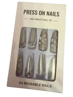 新品PRESS ON NAILS ネイルチップ ベージュ系キラキラ