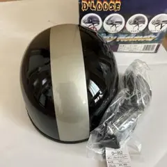 半帽ヘルメット ゴーグル付き ブラック/シルバー フリーサイズのサムネイル