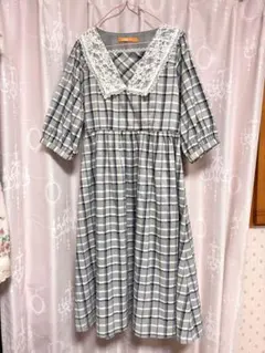 レース衿チェックワンピース F i.n.t 定価10780円