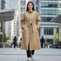 BEAUTY&YOUTH コットンナイロン ノーカラーコート 撥水 M