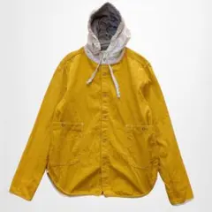 フード付きコーデュロイシャツ ドロスト スナップボタン 羽織 コットン100